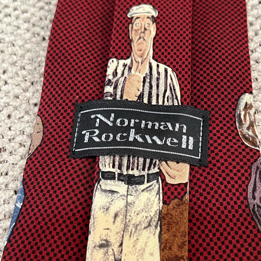 Vintage 1994 Norman Rockwell Football Coin Flip‎ Men’s Neck Tie - Picture 6 of 9